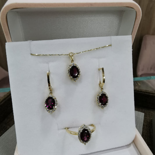 Комплект с Родалити и диаманти 6.52 карата