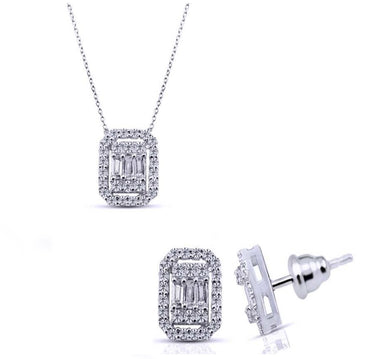 Диамантен комплект бяло злато 1.30 карата