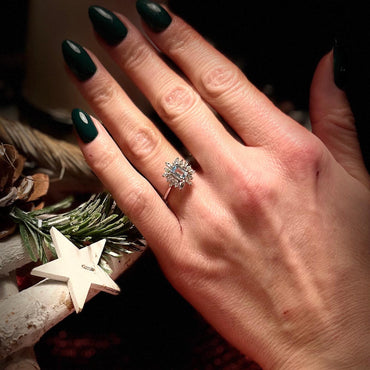 Дизайнерски дамси пръстен с топаз в небесно син цвят 1.01 карата