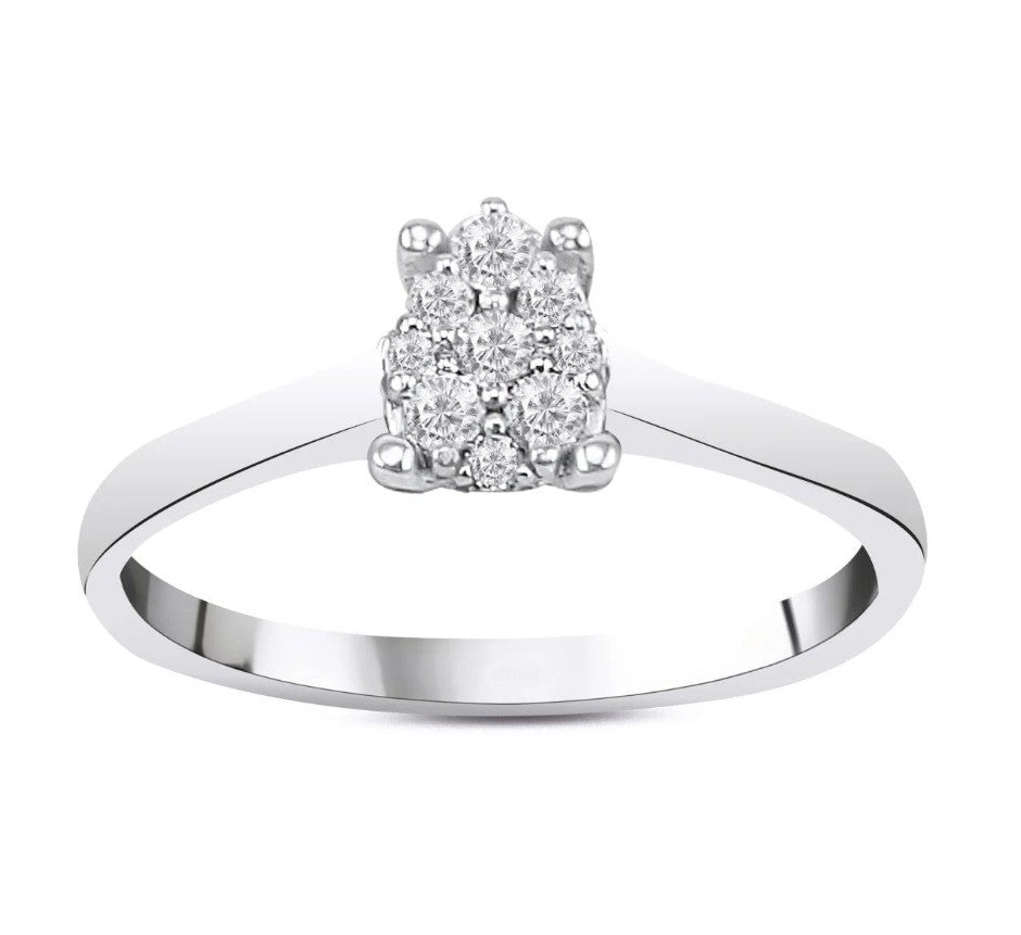 Тънък златен пръстен за годеж с диаманти