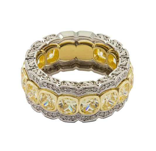Пръстен с бели и жълти диаманти 7.76 карата
