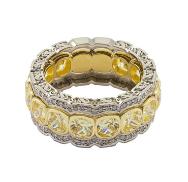 Пръстен с бели и жълти диаманти 7.76 карата