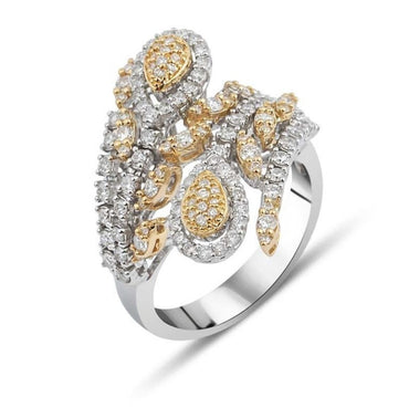 Пръстен от бяло и жълто злато с Диаманти 1.10 карата