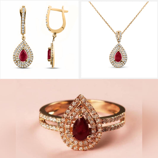 Сет Розово злато с Рубини и Диаманти 3.38 карата