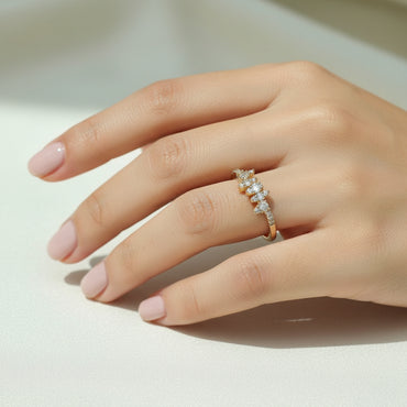 Дамски златен пръстен с диаманти 0.21 карата, изработен от 18 карата розово злато