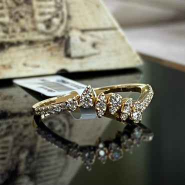 Диамантен пръстен розово злато 18 карата и естествени диаманти