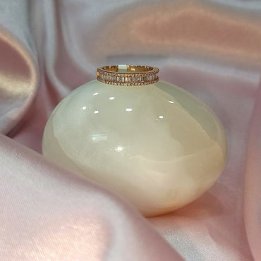 Нежен златен пръстен с диаманти 0.65 карата, изработен от 14к. розово злато