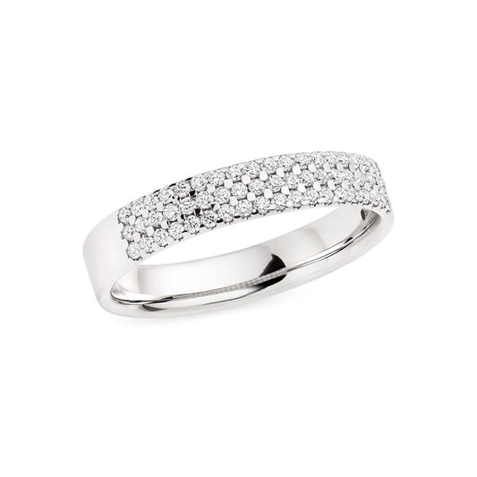 Пръстен бяло злато тип халка с диаманти на три реда 0.38 карата