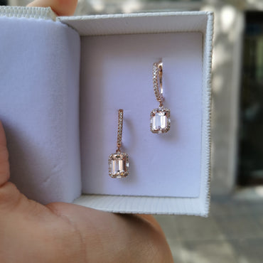 Обеци със диаманти и морганити 3.09 карата