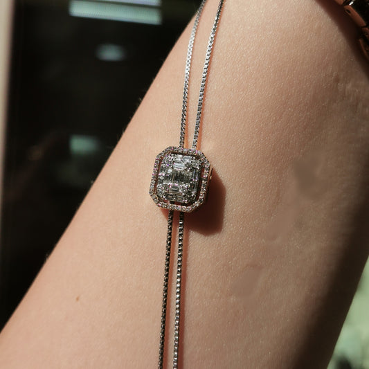 Колие от бяло и розово злато с диаманти 0.88 карата