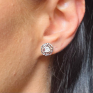 Обеци бяло злато с диаманти 0.18 карата