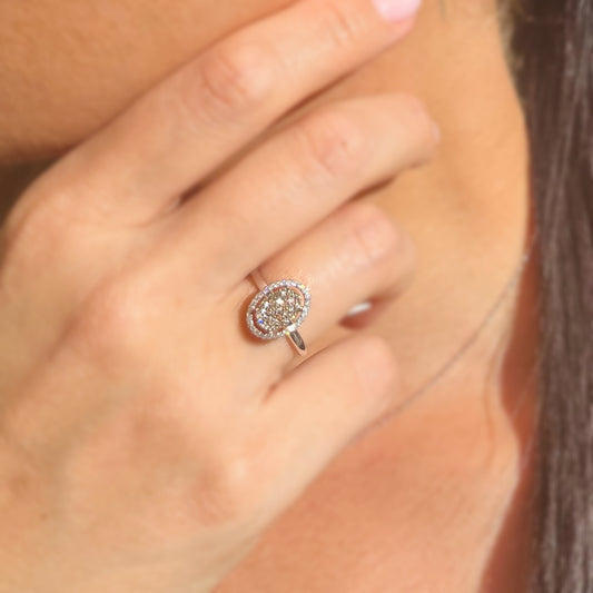 Пръстен с диаманти цвят шампанско 0.45 карата