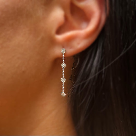 Обеци с бяло злато и диаманти 0.13 карата