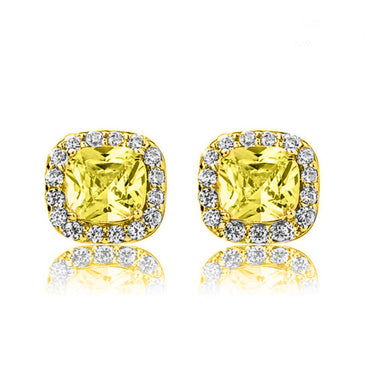 Обеци от жълто злато с диаманти и жълти сапфири 4.62 карата