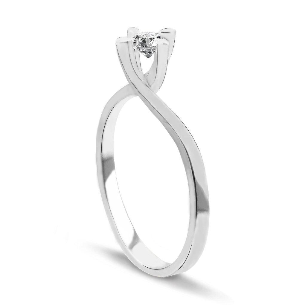 Бяло злато годежен пръстен с диамант 0.20 карата