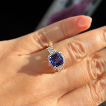 Пръстен с естествен Танзанит и диамант 2.70 карата