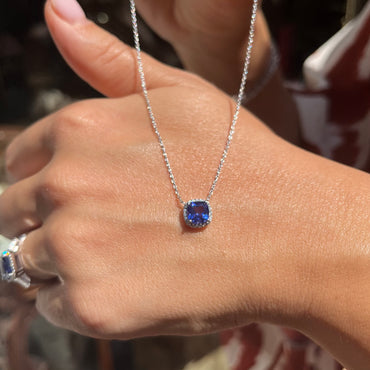 Златен гердан за жена с танзанит и диаманти 14 карата злато