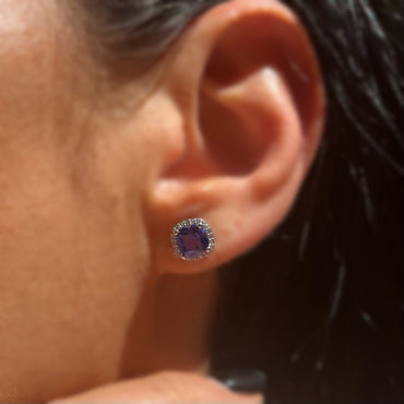 Обеци от бяло злато с танзанити и диаманти 2.64 карата