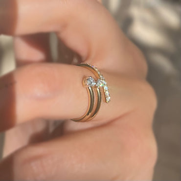 Пръстен от жълто злато с диаманти 0.37 карата