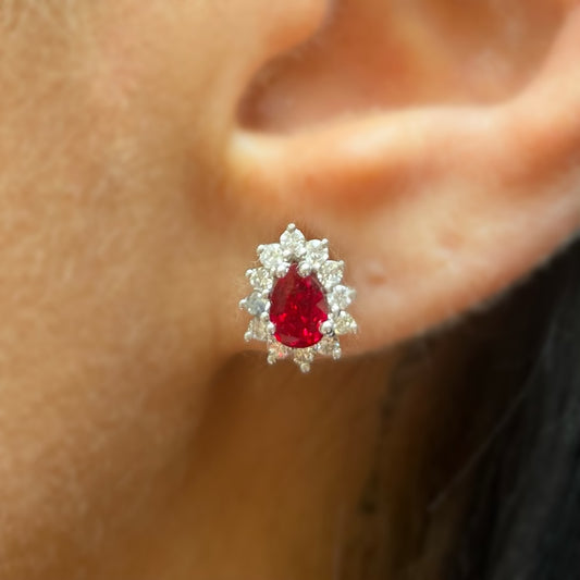 Обеци от бяло злато с рубини и диаманти 1.60 карата