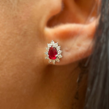 Обеци от бяло злато с рубини и диаманти 1.60 карата