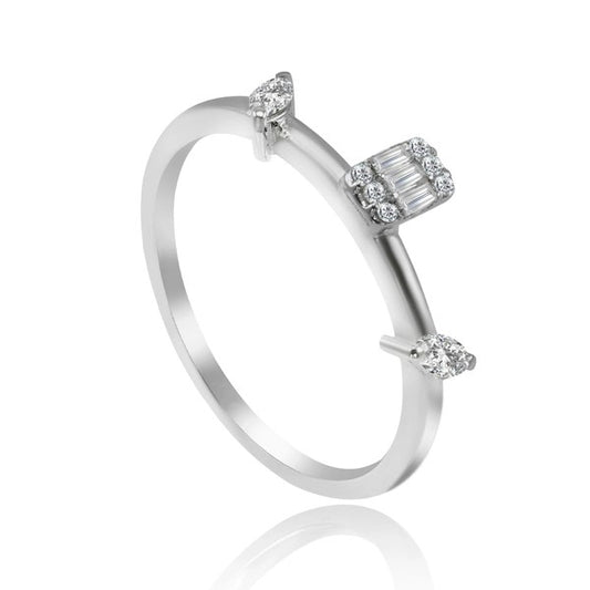 Диамантен пръстен от бяло злато 0.16 карата