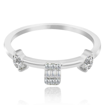 Диамантен пръстен от бяло злато 0.16 карата