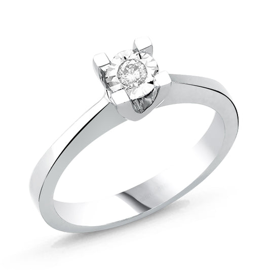 Бяло злато пръстен за годеж с диамант