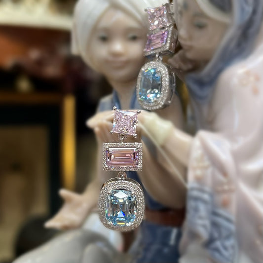 Диамантени обеци с цветни скъпоценни камъни 21.30 карата