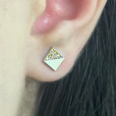 Обеци от бяло злато с жълти диаманти 0.14 карата