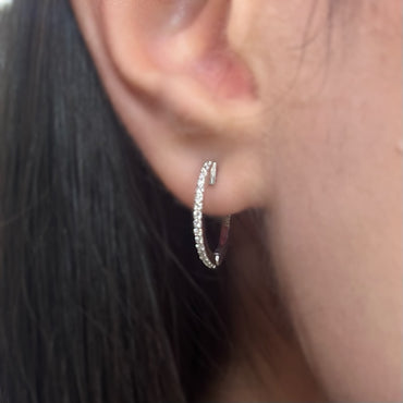 Диамантени обеци халки бяло злато 0.20 карата