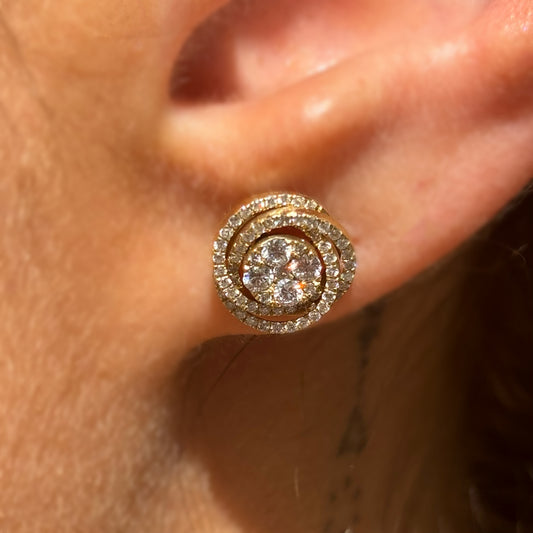 Обеци жълто злато с диаманти 0.58 карата