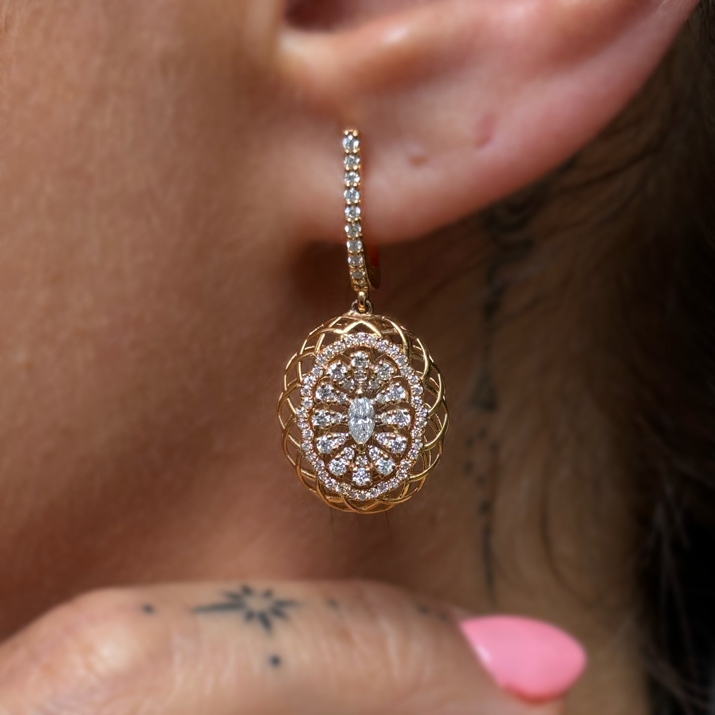 Диамантени обеци от розово злато 0.86 карата