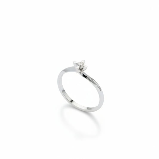 Годежен пръстен от бяло злато с диамант 0.12 карата