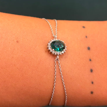 Дамска гривна със смарагд и диаманти 1.10 карата