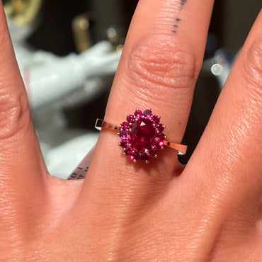 Дамски пръстен от розово злато с рубини 1.56 карата