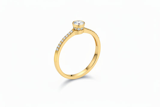 Дамски пръстен жълто злато с диаманти 0.35 карата