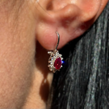 Обеци от бяло злато с рубини и диаманти 1.53 карата