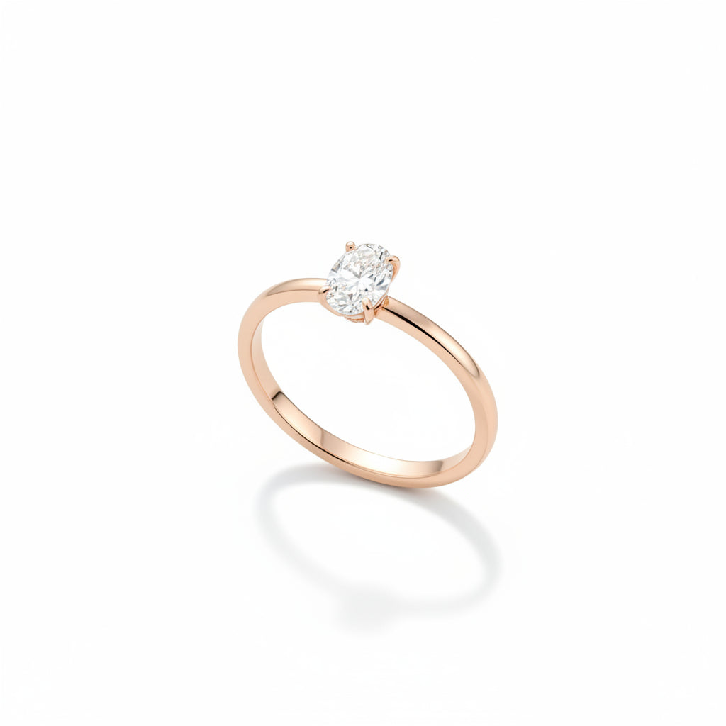 Луксозен пръстен за жена от розово злато с диамант 0.34 карата