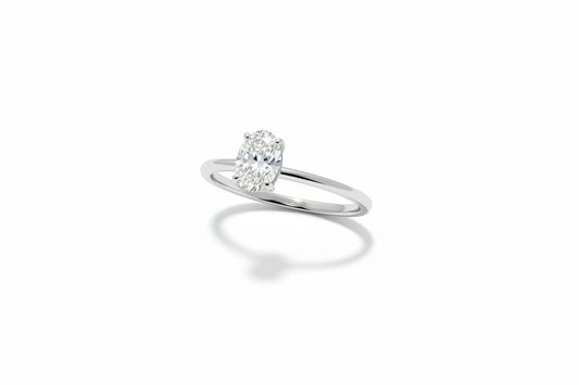 Пръстен бяло злато с диамант овал 0.60 карата GIA
