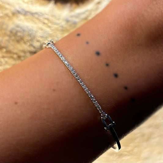 Диамантена гривна от бяло злато 0.30