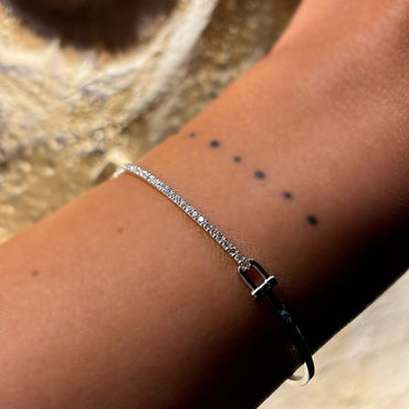 Диамантена гривна от бяло злато 0.30