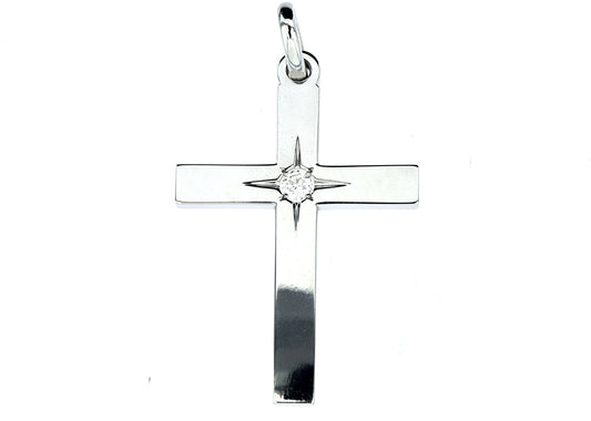 Кръст от бяло злато с диамант 0.25 карата
