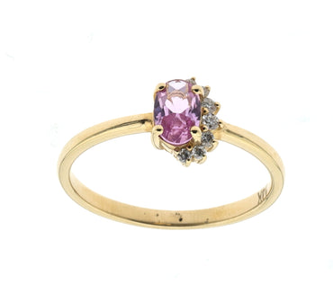 Дамски пръстен розово злато с диаманти и розов сапфир 0.56 карата