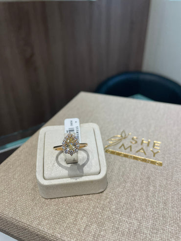 Дамски пръстен розово злато с жълт сапфир и диаманти 1,82