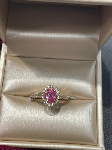 Диамантен пръстен от розово злато с розов сапфир 1.04 карата