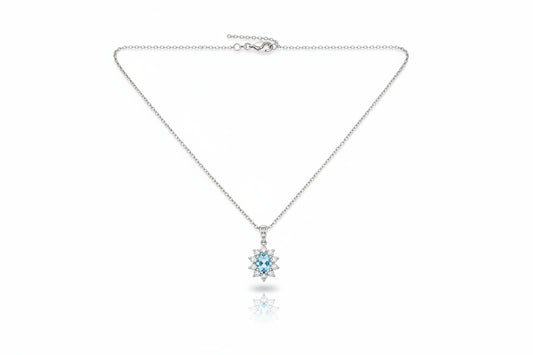 Висулка от бяло злато с аквамарин и диаманти 0,83 карата