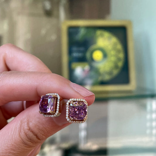 Диамантени обеци от розово злато с розови сапфири 2.84 карата