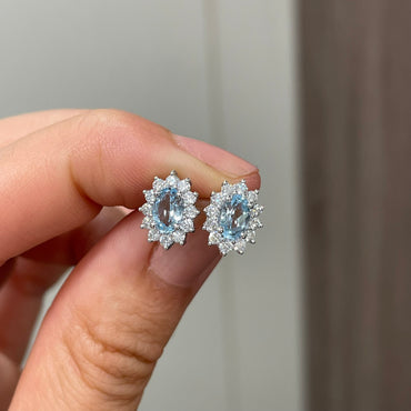 Обеци с аквамарин и диаманти 1.57 карата