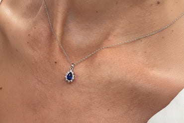 Висулка с диаманти и сапфир 0,67 карата